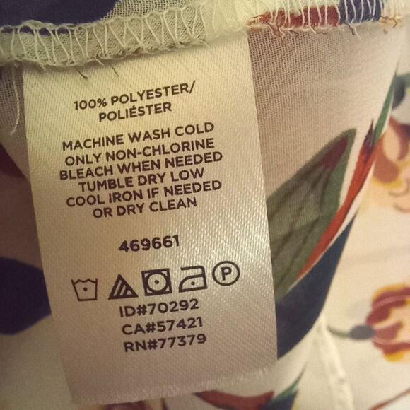 Ann Taylor Factory Floral Sheer Popover-Small-Chiffon-Keyhole Front-Ruffles - Picture 9 of 9